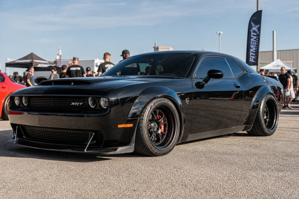 Dodge Challenger Widebody with 20x10 front and 20x12 rear deep concave wheels