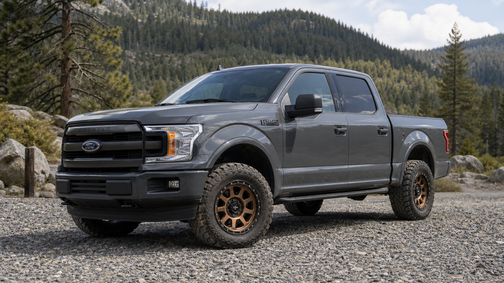 Best Ford F-150 Off-Road Wheels for a Strong Trail Setup Ford F-150 with bronze off-road wheels and all-terrain tires