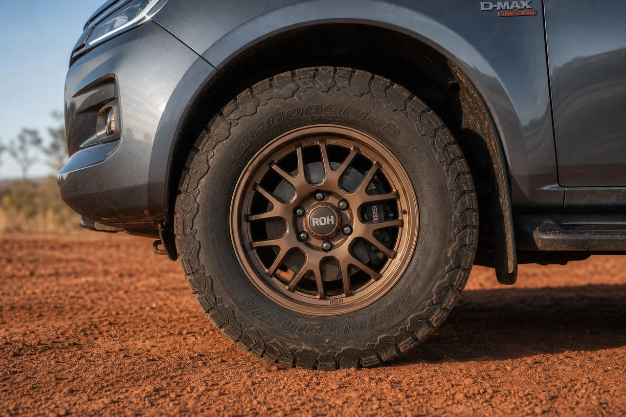 Best Isuzu D-Max Wheels for a Strong BT-50 Touring Setup Isuzu D-Max bronze 17 inch off road wheel close up