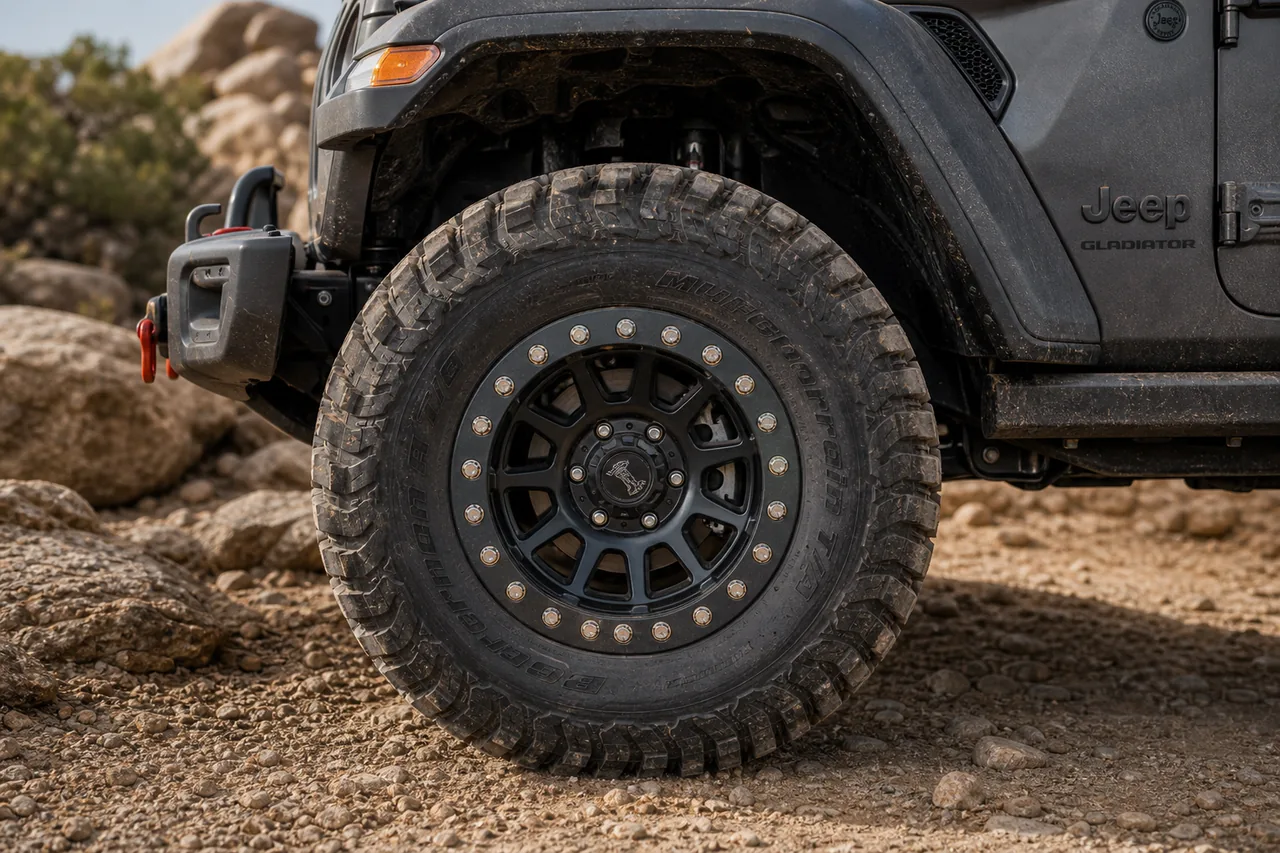 Beadlock Wheels for Trucks: What Owners Should Know jeep gladiator beadlock closeup