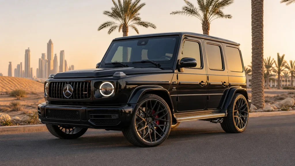 Mercedes G-Class with forged concave wheels in Middle East street setting