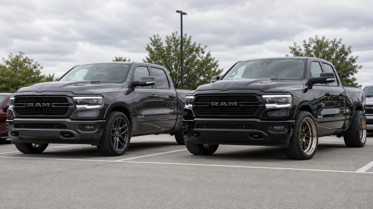 Best Ram 1500 Wheels for a Strong 20x12 Setup Ram 1500 20x10 versus 20x12 wheel stance comparison