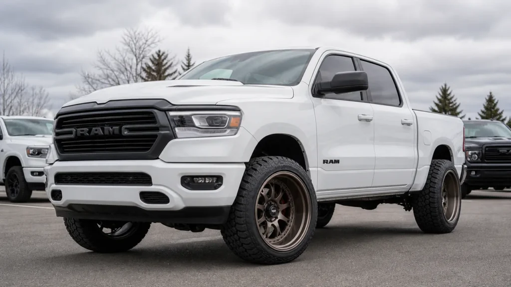 Ram 1500 with 20x12 deep lip wheels and aggressive clean street stance