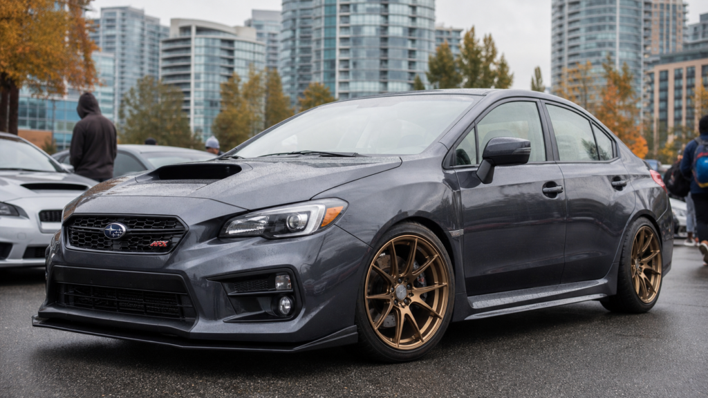 Subaru WRX with bronze forged concave wheels