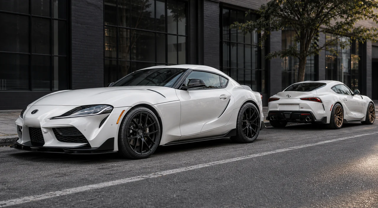 Matte Black vs Bronze Wheels: Best Color for a White Car supra wheel color comparison