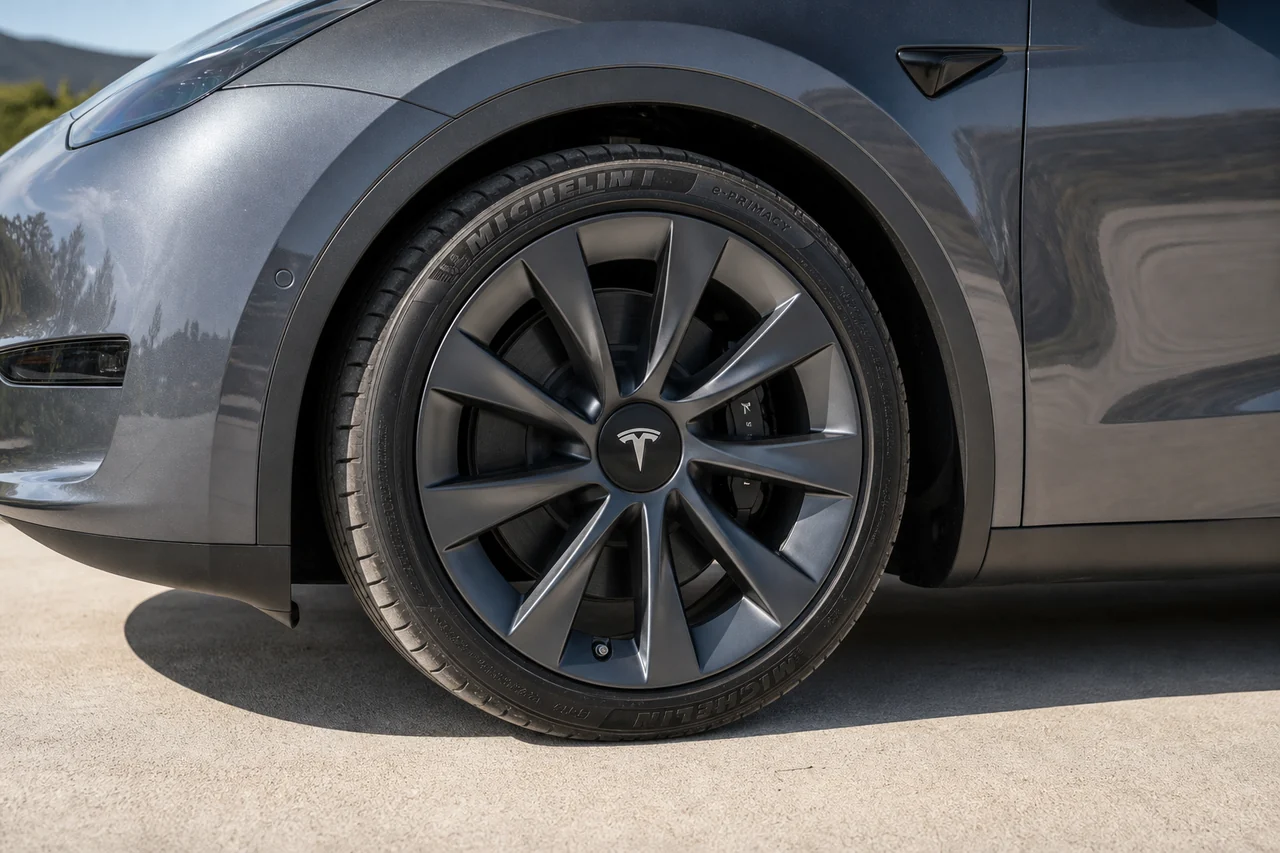 Do Bigger Wheels Affect Fuel Economy? Real Fitment Guide tesla model y 19 inch wheel closeup