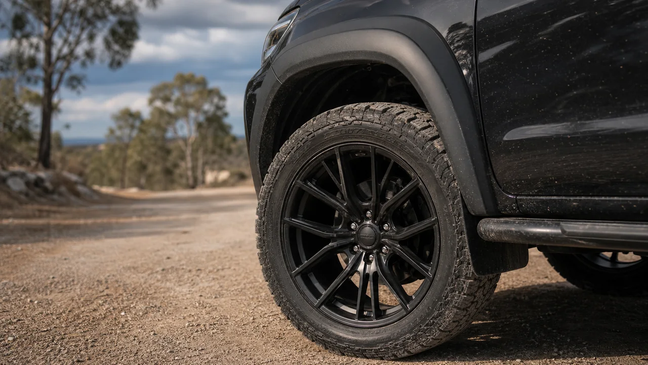 Best Toyota Hilux Wheels for a Strong 20 Inch Setup Toyota Hilux wheel offset close up showing tire poke and fender clearance