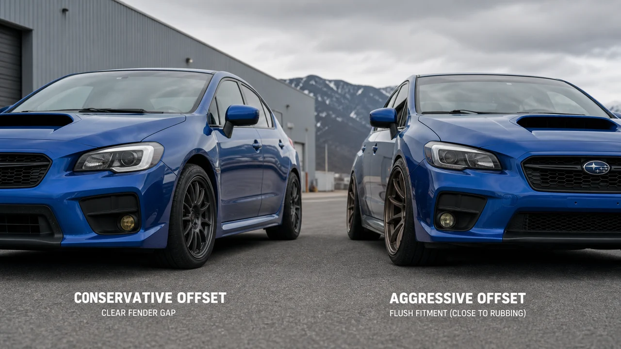 How to Avoid Wheel Rubbing With Better Fitment wrx conservative vs aggressive fitment