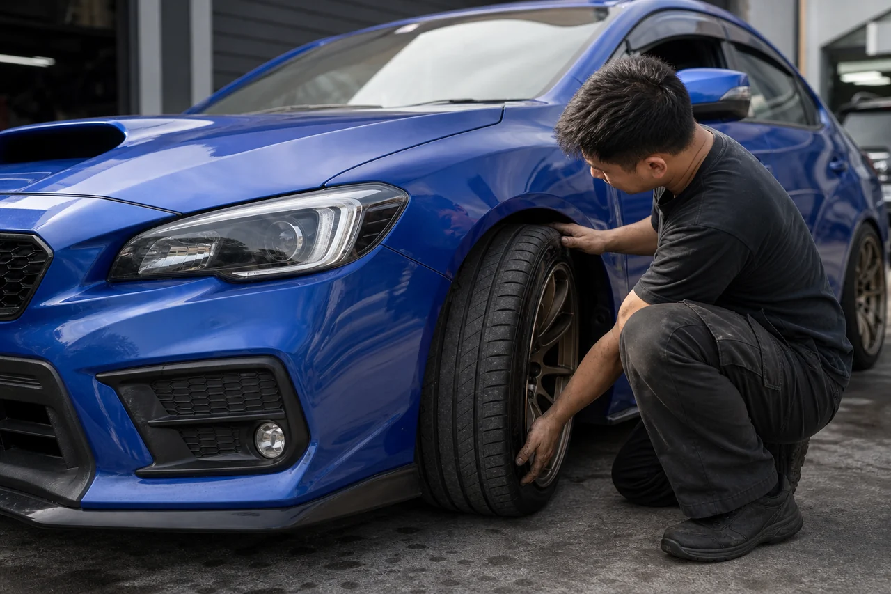 How to Avoid Wheel Rubbing With Better Fitment wrx full lock rubbing check
